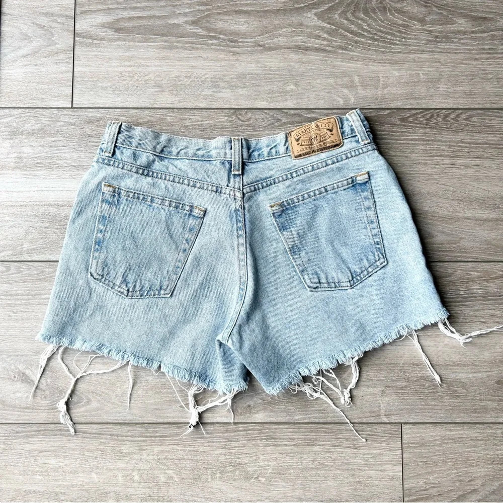 Vintage Maryk & Co Hip Hugger Short Light Wash Frayed  Denim Shorts - Picture 8 of 9